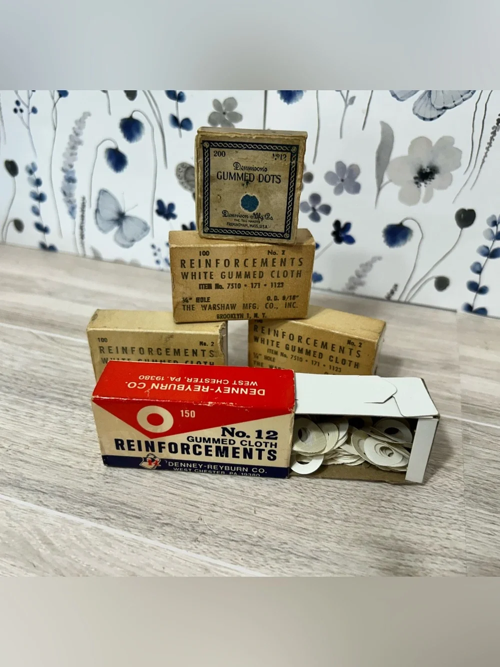 Vintage Gummed Reinforcement Boxes Office Ephemera Lot